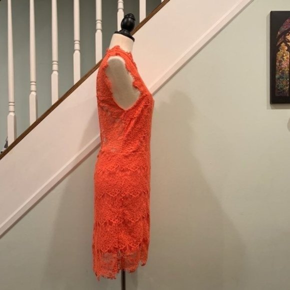 Free People Daydreamer Coral Lace Mini Dress Med - Picture 7 of 12